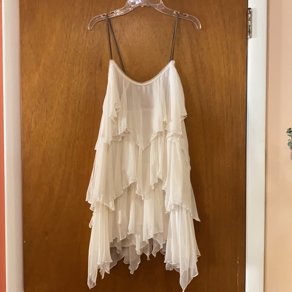 Ivory ruffle tunic or mini dress
